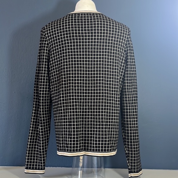 Charter Club Black Women’s Plaid Cardigan Sweater Faux Pearl Buttons Size L - Picture 5 of 15